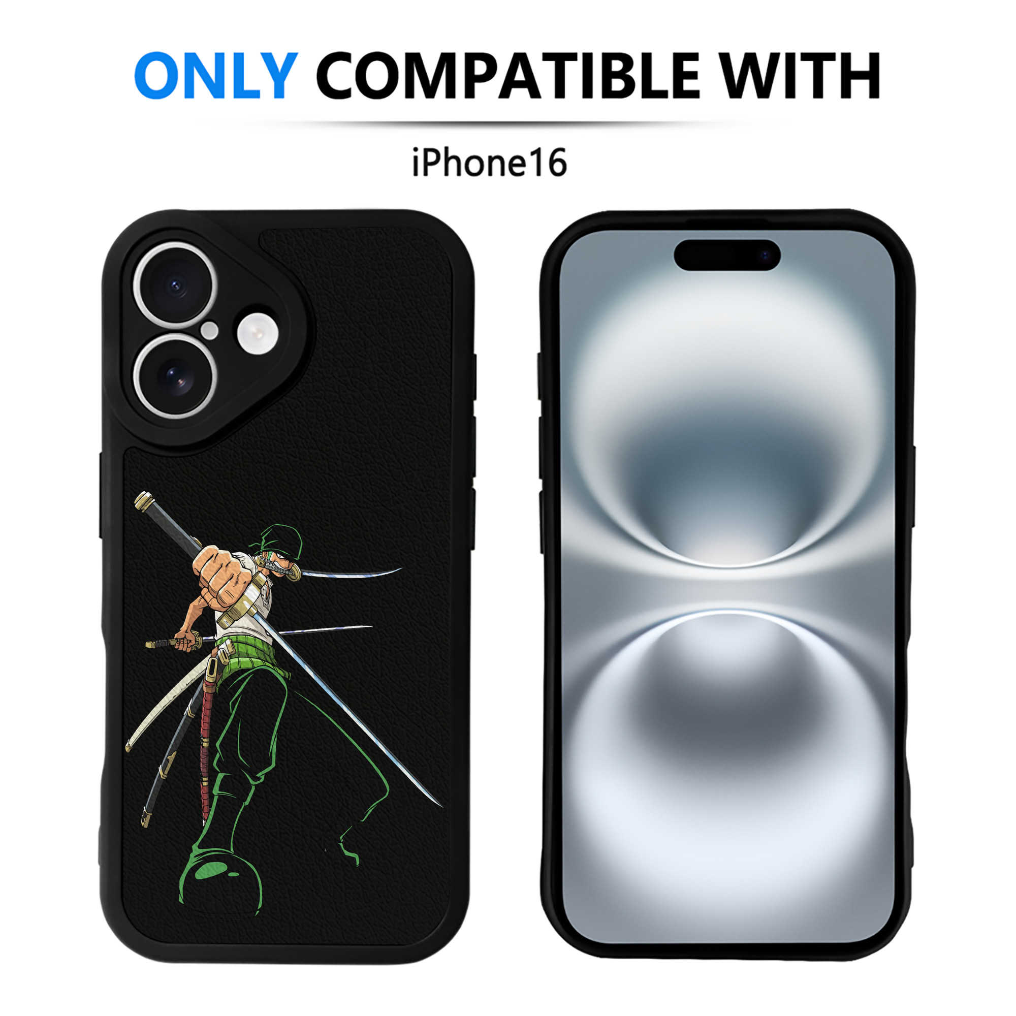 （画像用） ワンピース ロロノア・ゾロ ONE PIECE Roronoa Zoro 【iPhone 16シリーズ対応】シリコンスマホケース（レザー調） 材質：シリコン